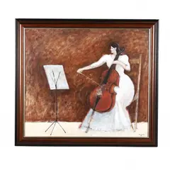 Cellist by Warren Dennis, Acrylic on canvas, sold Feb 2021
