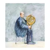 Seated Horn Player by Warren Dennis, Acrylic on paper, sold Feb 2021