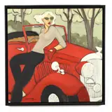 Woman with Red Car by Marsha Hammel, Oil on canvas, sold Feb 2021