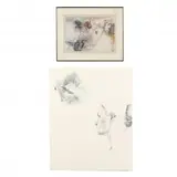 Two Untitled Works on Paper by Jane Sorrell Walden, The larger in graphite and colored pencil on paper, sold Feb 2021