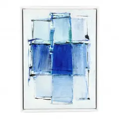 Rectilinear Abstract in Blue and White by Daniel Clesse, Oil on panel, sold Feb 2021