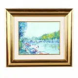 Péniches a Paris by Yolande Ardissone, Oil on canvas, sold Feb 2021