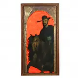 Large Painting of a Man on a Horse by Stephen White, Oil on canvas, sold Feb 2021