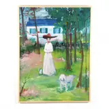 Portrait of a Woman and Her Dog, Mickel-Mangum-Smith House, Chapel Hill by Stephen White, Oil on canvas, sold Feb 2021