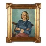 Portrait of a Seated Woman by Florence Louise Walton Pomeroy, Oil on canvas, sold Feb 2021
