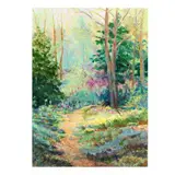 Impressionist Style View of a Forest Interior by Anne Haynes Jenkins, Acrylic on paper, sold Feb 2021