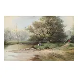 Mother & Child in a Pastoral Landscape by Joseph C. Claghorn, Watercolor on paper, sold Feb 2021