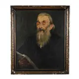 Bearded Old Man Reading by Joseph Gionfriddo, Oil on canvas (lined), sold Feb 2021