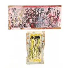Two Figural Works on Panel by Purvis Young, The first an oil on found tempered hardboard, sold Feb 2021
