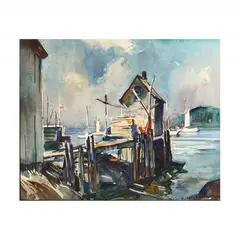 Harbor View by William Lester Stevens, Watercolor, sold Jan 2021