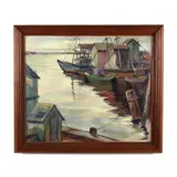 Fisherman Mending Nets, Wild Wood, New Jersey by Freda Ledford, Oil on board, sold Jan 2021