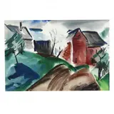 The Red Barn by Ethel Katz, Watercolor on paper, sold Jan 2021