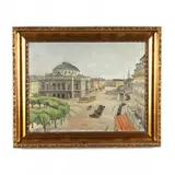 Bird's Eye View of a European Avenue by Arthur Brener, Oil on canvas, sold Jan 2021