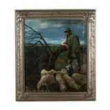 Shepherd with Flock by Nicola Ciletti, Oil on canvas, sold Jan 2021