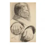 Profile Portrait and Studies of Hands by Grigory Andreyevich Goncharov, Graphite on paper, sold Jan 2021
