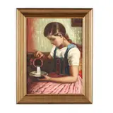 Girl with Pitcher by Rózsa Karoly, Oil on canvas, sold Jan 2021