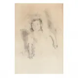 Margot Wearing a Bonnet (No. 3) by Mary Cassatt, Drypoint on cream laid paper, sold Jan 2021