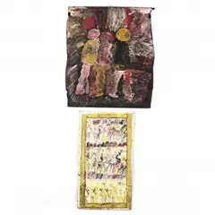 Two Figural Works by Purvis Young, The first in oil on three primed hardboard panels, sold Jan 2021