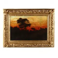 Sunset Landscape by Carl Kahler, Oil on canvas, sold Jan 2021