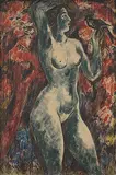 Nude with Bird by K H, Oil on canvas, sold Mar 2011