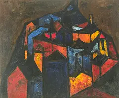 Untitled (Italian Village) by S. H. Raza, Oil on board, sold Mar 2011