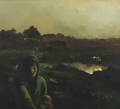 In Evening by Bikash Bhattacharjee, Oil on canvas, offered Mar 2011