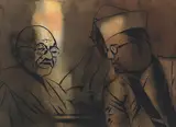 At the Haripura Congress by Atul Dodiya, Watercolour and charcoal on paper, offered Mar 2011