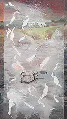 Empty Vessel - Spreading Milk by Sudarshan Shetty, Acrylic on canvas, offered Mar 2011