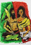 Untitled by M. F. Husain, Mixed media on paper, sold Mar 2011