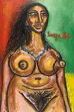 Nude with Blue-Bead Necklace by F. N. Souza, Acrylic and oil on board, offered Mar 2011