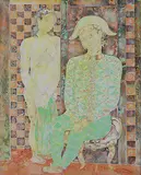 Arlequin et le Nu by Sakti Burman, Oil on canvas, offered Mar 2011