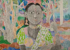 Untitled by K. Laxma Goud, Mixed media on handmade paper, offered Mar 2011