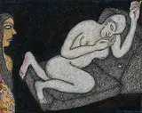 Untitled by Jogen Chowdhury, Pen and ink with pastel on paper pasted on board, offered Mar 2011