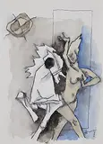 Untitled by M. F. Husain, Watercolour and ink on paper, sold Mar 2011