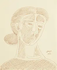 Untitled by F. N. Souza, Ink on paper, sold Mar 2011