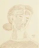 Untitled by F. N. Souza, Ink on paper, sold Mar 2011