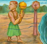 Man with a Club by Gopikrishna, Oil on canvas, offered Feb 2011