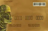 Anthropomorphic Credit Card (Gold) by Phaneendra Nath Chaturvedi, Pencil, crayons and acrylic on archival paper, sold Feb 2011