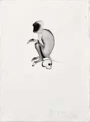 Study for Kolathar`s `Drona` by Atul Dodiya, Watercolour on paper pasted on board, sold Feb 2011