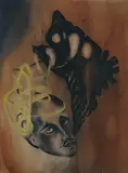 Algae Shiva (Shiva by the Sea) by Anju Dodiya, Watercolour and charcoal on paper, sold Feb 2011