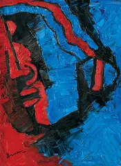 Untitled by M. F. Husain, Oil on board, sold Dec 2010