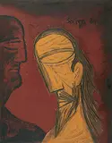 The Trial (Christ and Pilate) by F. N. Souza, Acrylic and oil on board, sold Dec 2010