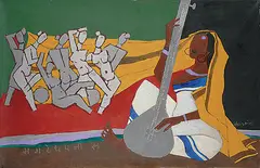 Untitled by M. F. Husain, Oil on canvas, sold Dec 2010