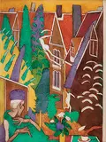 Inayat Khan Looking at Oxford - 3 by K. G. Subramanyan, Gouache and oil on perspex sheet, sold Dec 2010