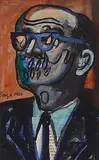 Untitled by F. N. Souza, Watercolour and gouache on magazine paper, sold Dec 2010