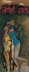 Untitled by M. F. Husain, Oil on canvas, sold Dec 2010