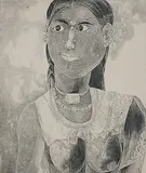 Untitled by K. Laxma Goud, Charcoal and pencil on handmade paper pasted on board, sold Dec 2010