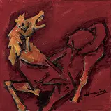 Untitled by M. F. Husain, Oil on canvas, sold Dec 2010