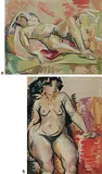 Nude Study, Woman Reclining b) Woman with Golden Necklace by Jehangir Sabavala, Watercolour on paper, sold Dec 2010