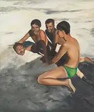 On the Beach by Shibu Natesan, Oil on linen, offered Dec 2010